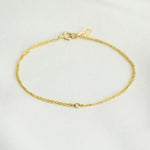 14K Gold Double Chain Diamond Bracelet – Dainty Solid Gold Bracelet - Sash Jewelry