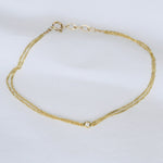 14K Gold Double Chain Diamond Bracelet – Dainty Solid Gold Bracelet - Sash Jewelry