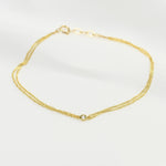 14K Gold Double Chain Diamond Bracelet – Dainty Solid Gold Bracelet - Sash Jewelry