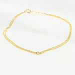 14K Gold Double Chain Diamond Bracelet – Dainty Solid Gold Bracelet - Sash Jewelry