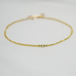 14K Gold Double Chain Diamond Bracelet – Dainty Solid Gold Bracelet - Sash Jewelry