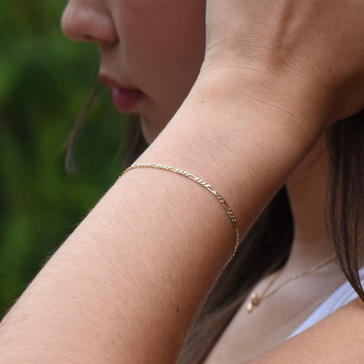 14K Gold Figaro Chain Bracelet – Solid Gold Minimalist Bracelet - Sash Jewelry