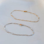 14K Gold Flat Paper Clip Chain Bracelet - Sash Jewelry