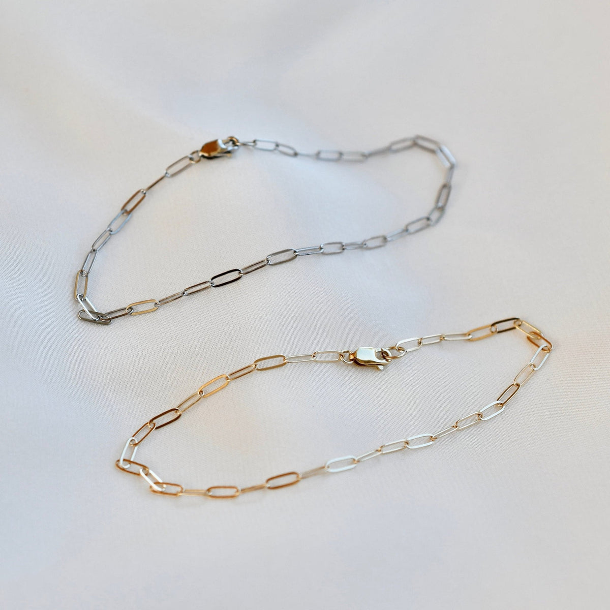 14K Gold Flat Paper Clip Chain Bracelet - Sash Jewelry