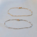 14K Gold Flat Paper Clip Chain Bracelet - Sash Jewelry