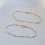 14K Gold Flat Paper Clip Chain Bracelet - Sash Jewelry