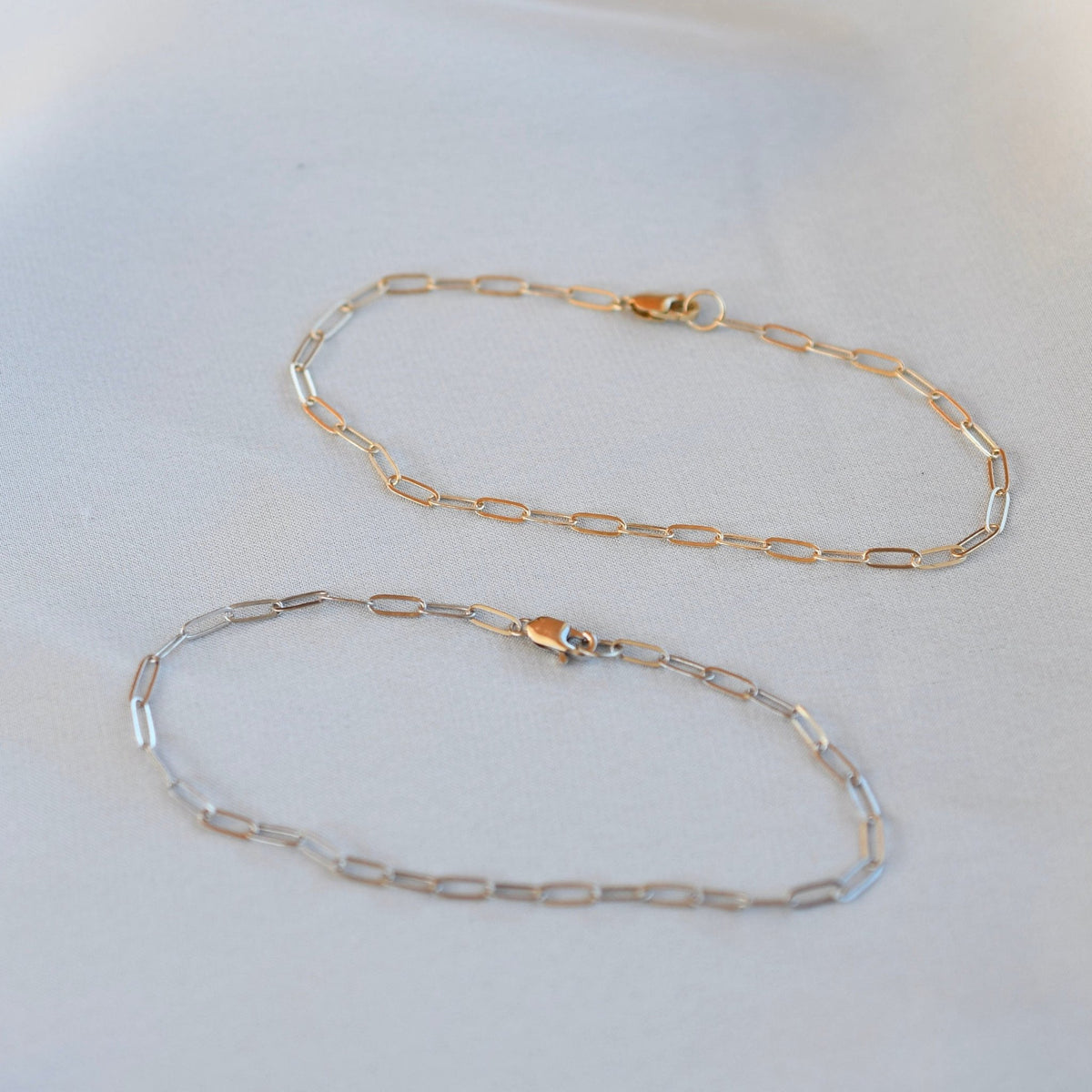 14K Gold Flat Paper Clip Chain Bracelet - Sash Jewelry