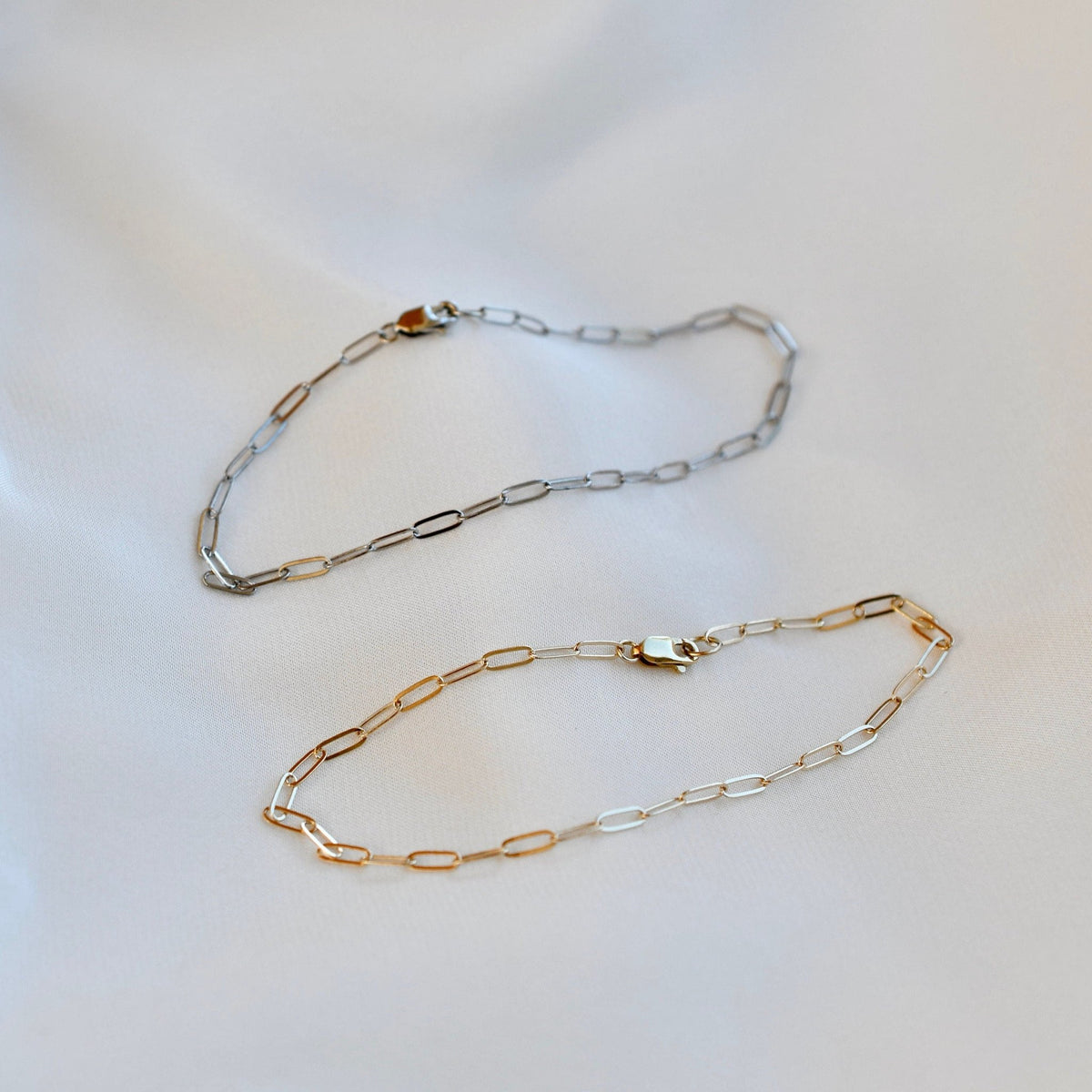 14K Gold Flat Paper Clip Chain Bracelet - Sash Jewelry
