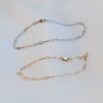 14K Gold Flat Paper Clip Chain Bracelet - Sash Jewelry