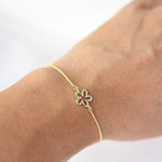 14K Gold Flower Bracelet — Sparkly 1mm Wheat Chain - Sash Jewelry
