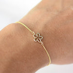 14K Gold Flower Bracelet — Sparkly 1mm Wheat Chain - Sash Jewelry