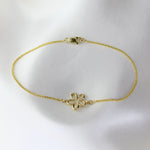 14K Gold Flower Bracelet — Sparkly 1mm Wheat Chain - Sash Jewelry
