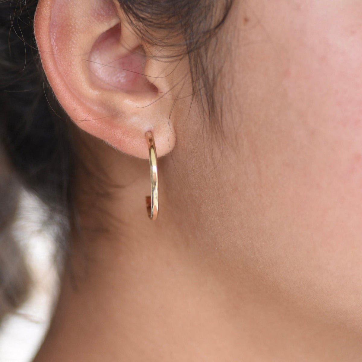 14K Gold Hammered Hoop Earrings - Sash Jewelry
