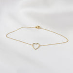 14K Gold Heart Anklet - Sash Jewelry
