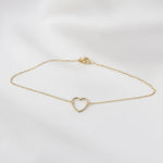 14K Gold Heart Anklet - Sash Jewelry
