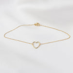 14K Gold Heart Anklet - Sash Jewelry