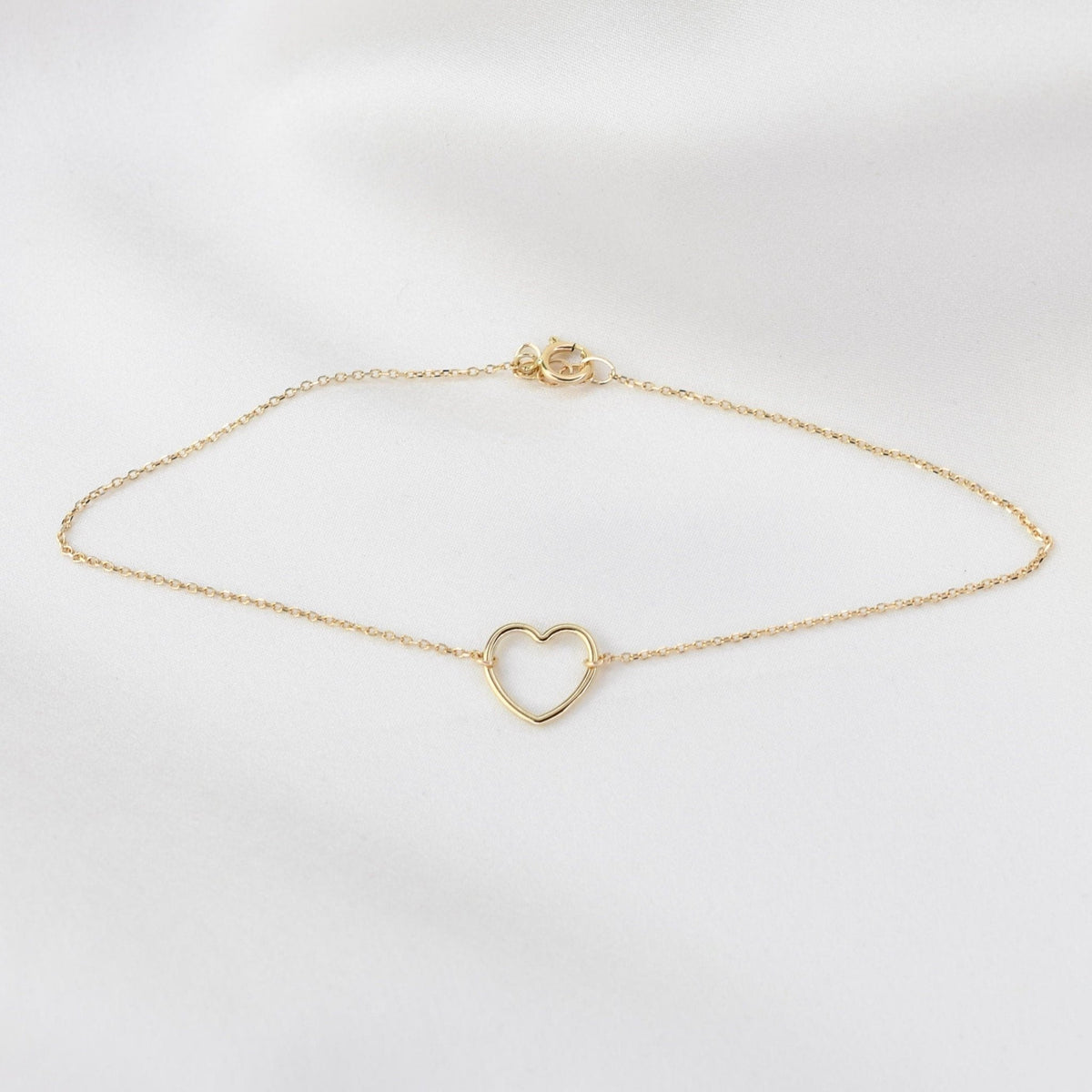 14K Gold Heart Anklet - Sash Jewelry