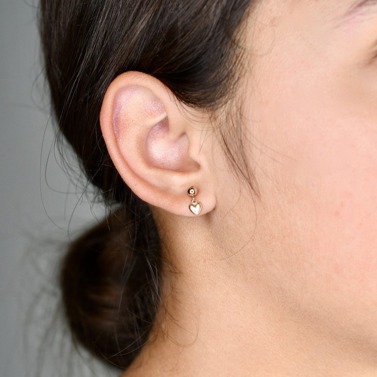 14K Gold Heart Earrings for Girls | Tiny Solid Gold Heart Stud Earrings - Sash Jewelry