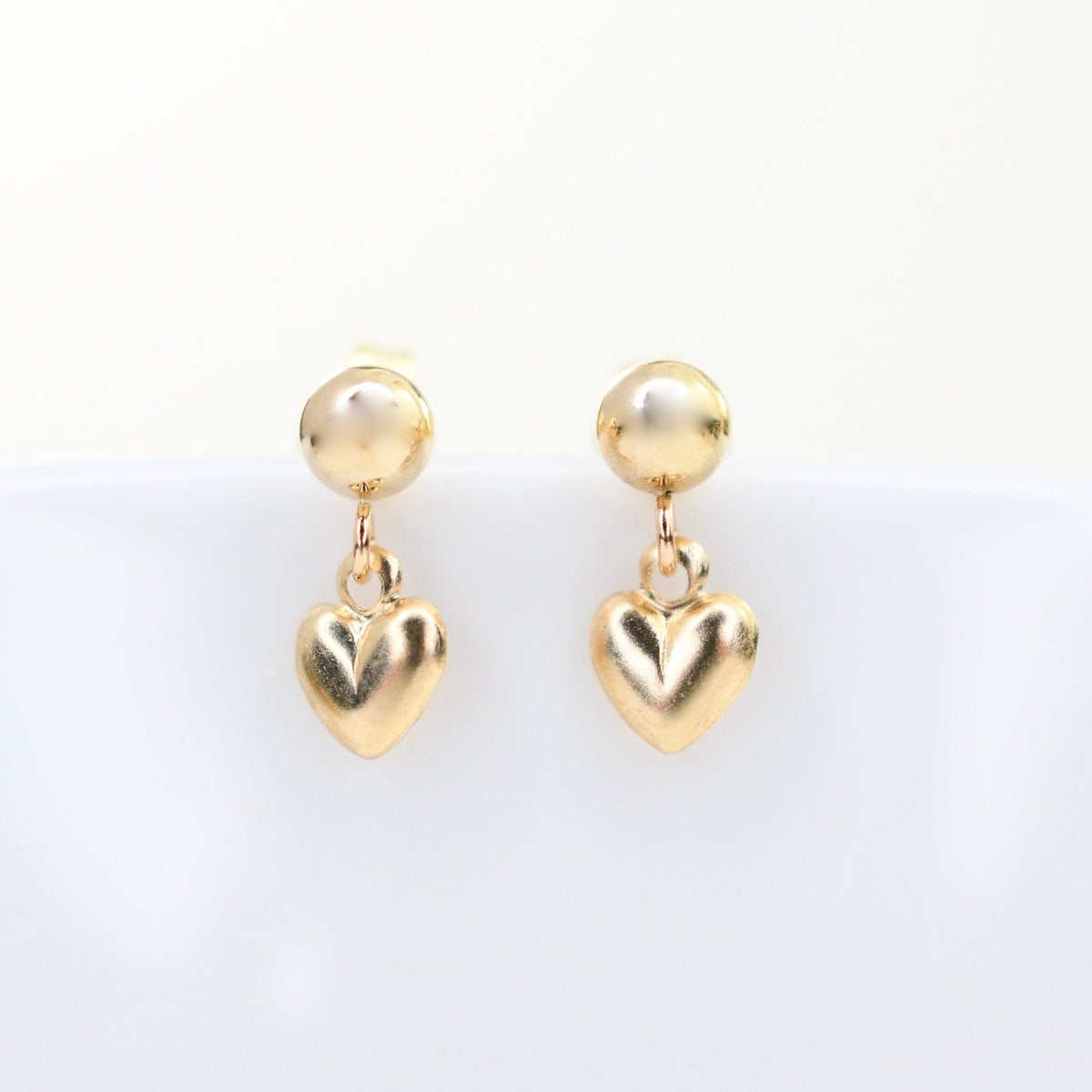 14K Gold Heart Earrings for Girls | Tiny Solid Gold Heart Stud Earrings - Sash Jewelry