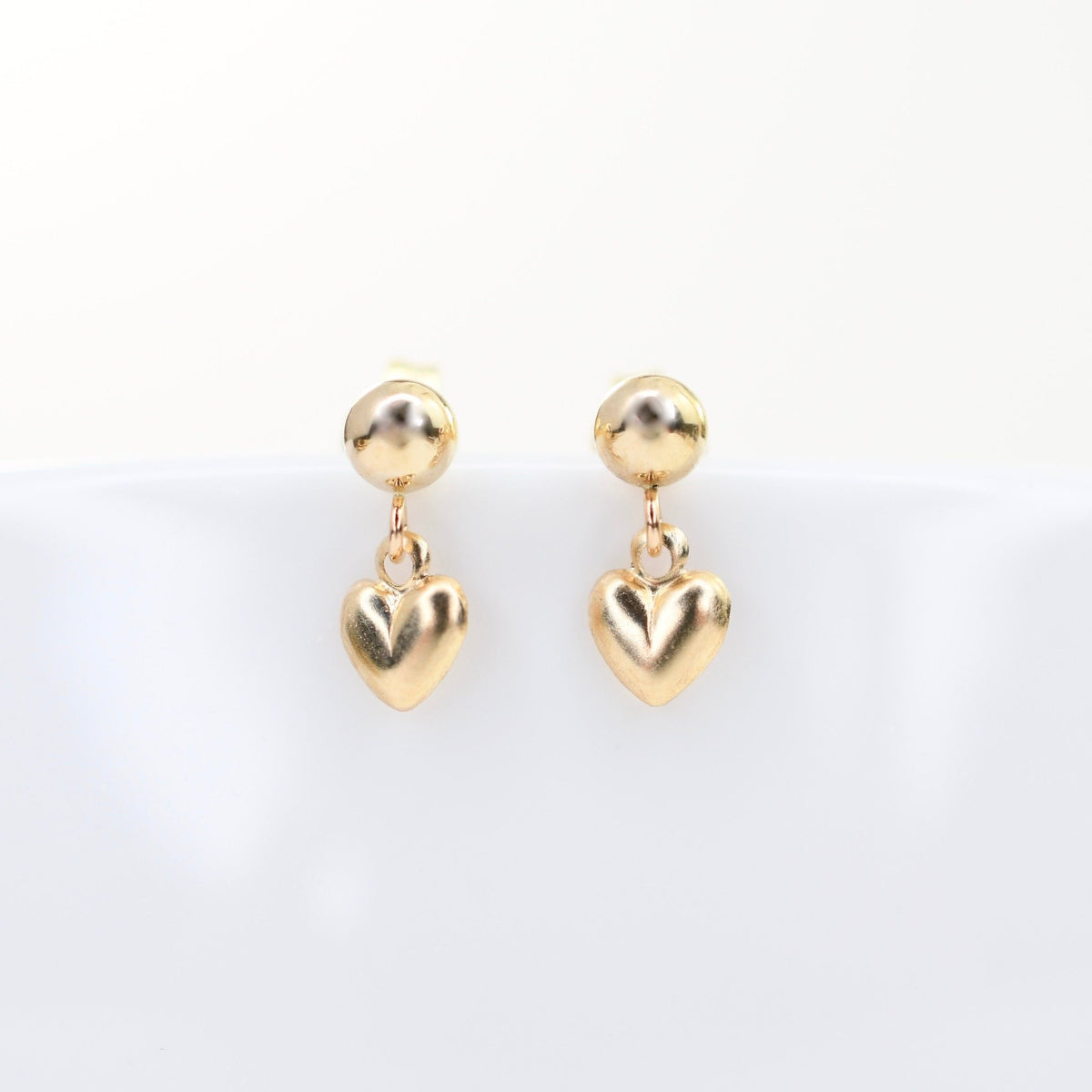 14K Gold Heart Earrings for Girls | Tiny Solid Gold Heart Stud Earrings - Sash Jewelry