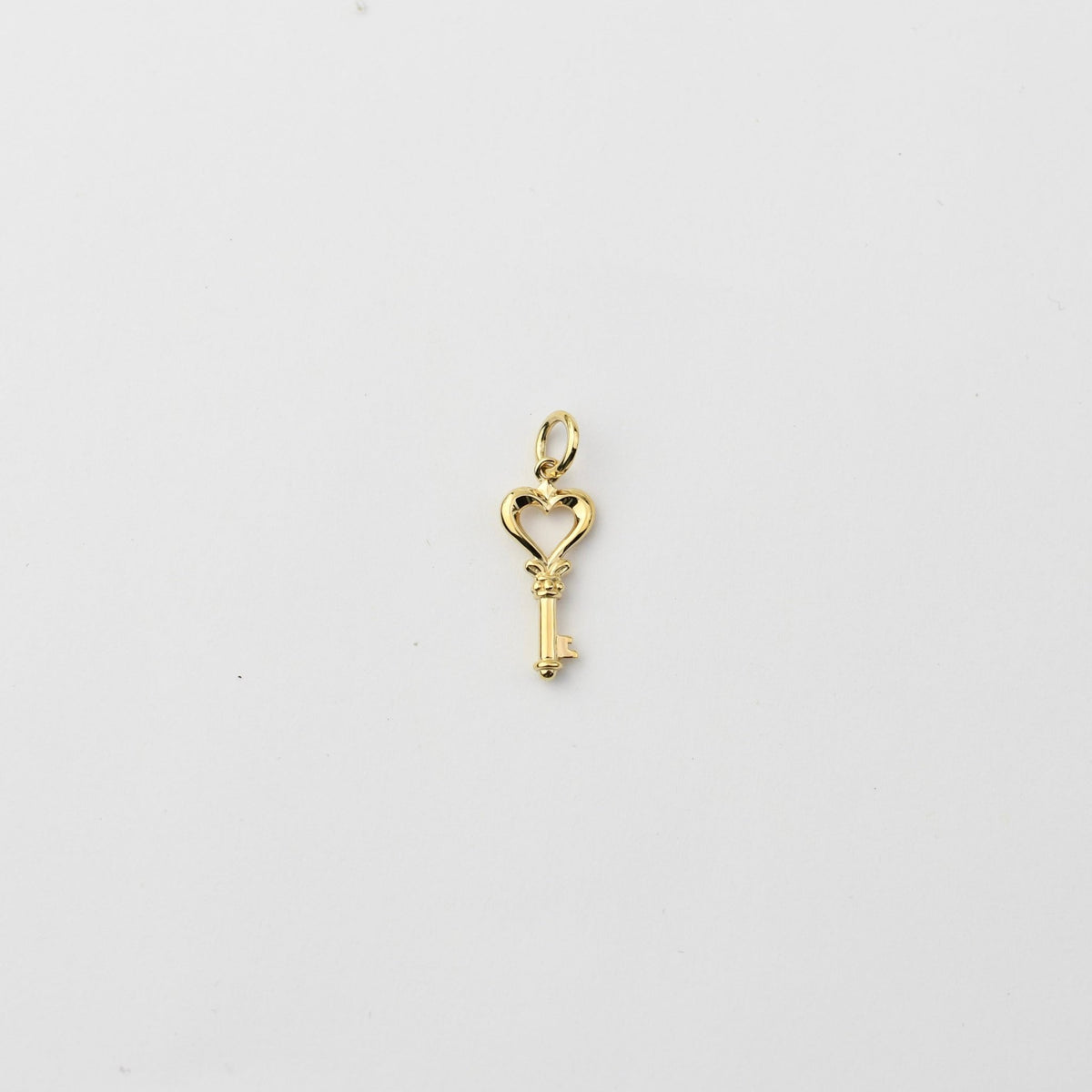 14K Gold Heart Key Charm – Solid Gold Love Key Charm - Sash Jewelry