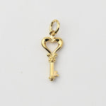 14K Gold Heart Key Charm – Solid Gold Love Key Charm - Sash Jewelry