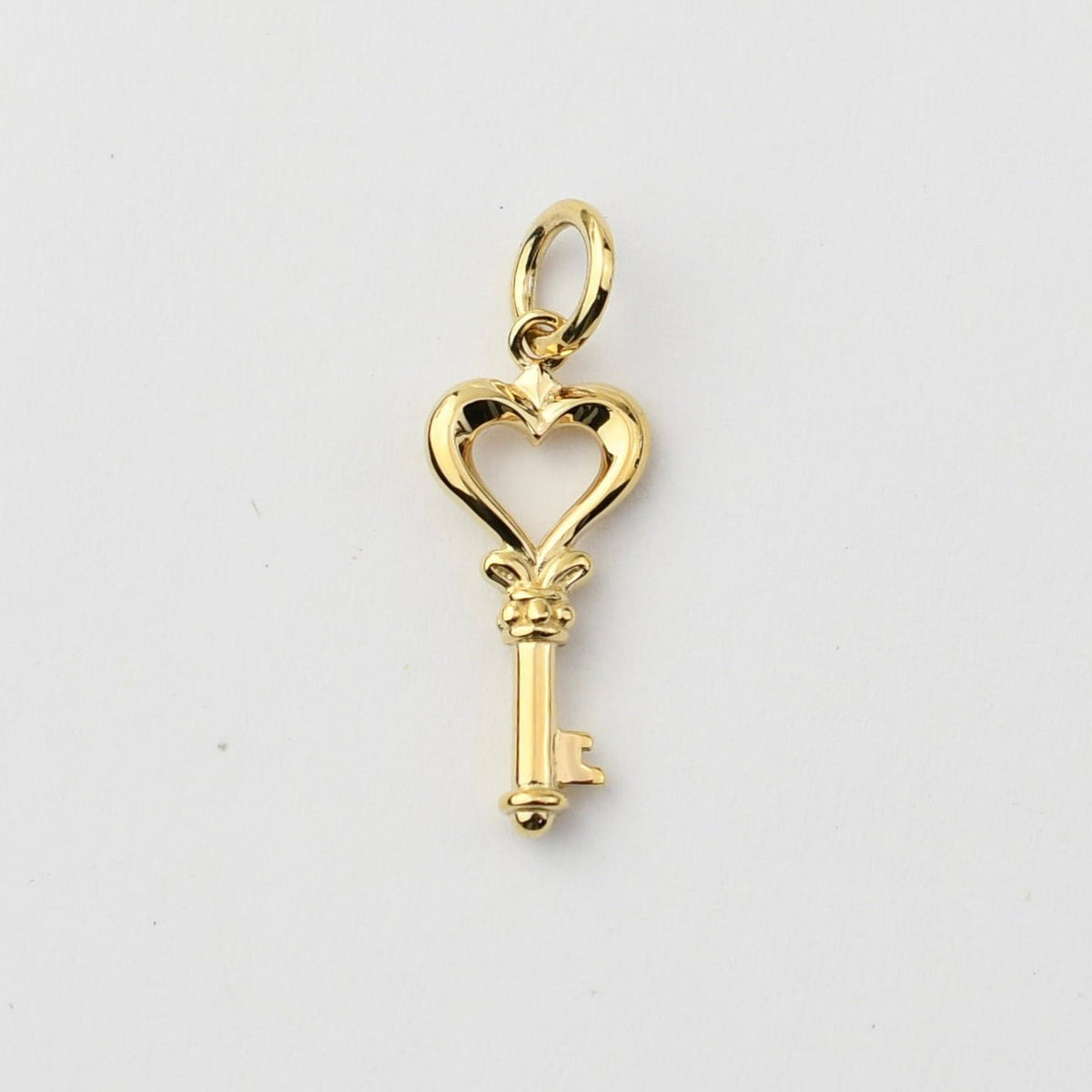 14K Gold Heart Key Charm – Solid Gold Love Key Charm - Sash Jewelry