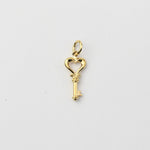 14K Gold Heart Key Charm – Solid Gold Love Key Charm - Sash Jewelry