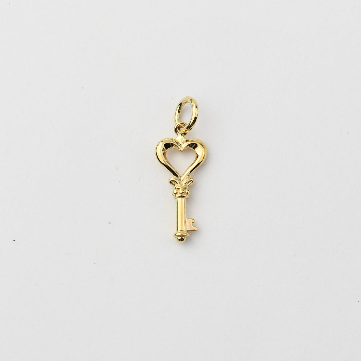 14K Gold Heart Key Charm – Solid Gold Love Key Charm - Sash Jewelry