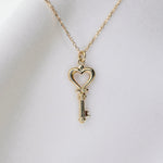 14k Gold Heart Key Necklace - Sash Jewelry