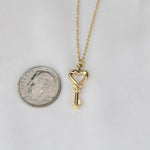 14k Gold Heart Key Necklace - Sash Jewelry