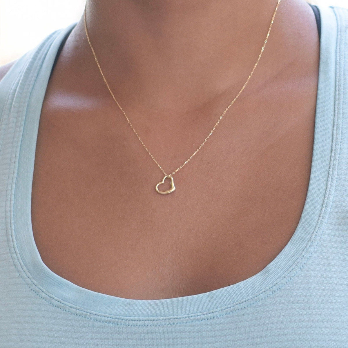 14K Gold Heart Necklace - Sash Jewelry