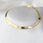 14K Gold Herringbone Chain Bracelet | Solid Gold 3mm Flat Chain Bracelet - Sash Jewelry
