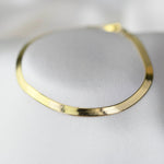 14K Gold Herringbone Chain Bracelet | Solid Gold 3mm Flat Chain Bracelet - Sash Jewelry