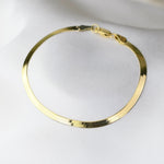 14K Gold Herringbone Chain Bracelet | Solid Gold 3mm Flat Chain Bracelet - Sash Jewelry