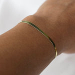 14K Gold Herringbone Chain Bracelet | Solid Gold 3mm Flat Chain Bracelet - Sash Jewelry