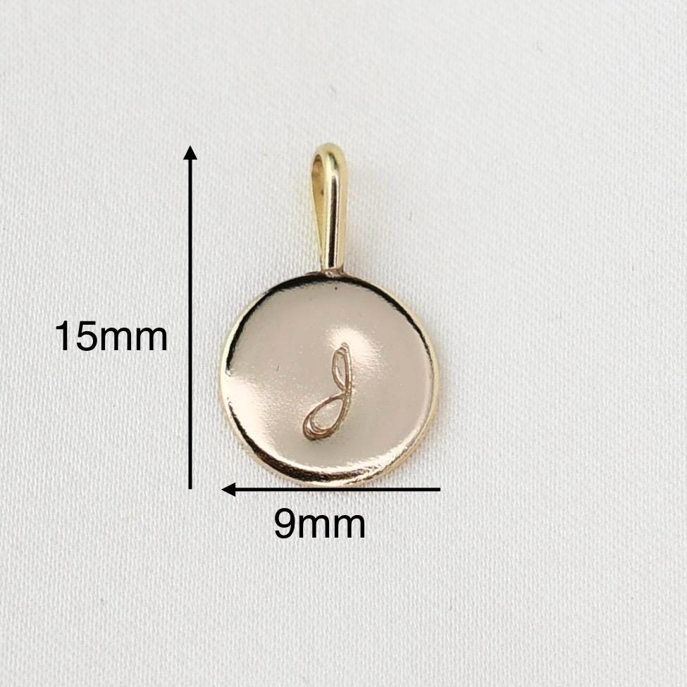 14K Gold Initial Charm Necklace – Minimalist Gold Disc Necklace - Sash Jewelry