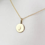 14K Gold Initial Charm Necklace – Minimalist Gold Disc Necklace - Sash Jewelry