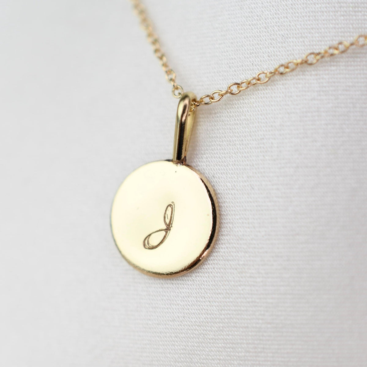14K Gold Initial Charm Necklace – Minimalist Gold Disc Necklace - Sash Jewelry