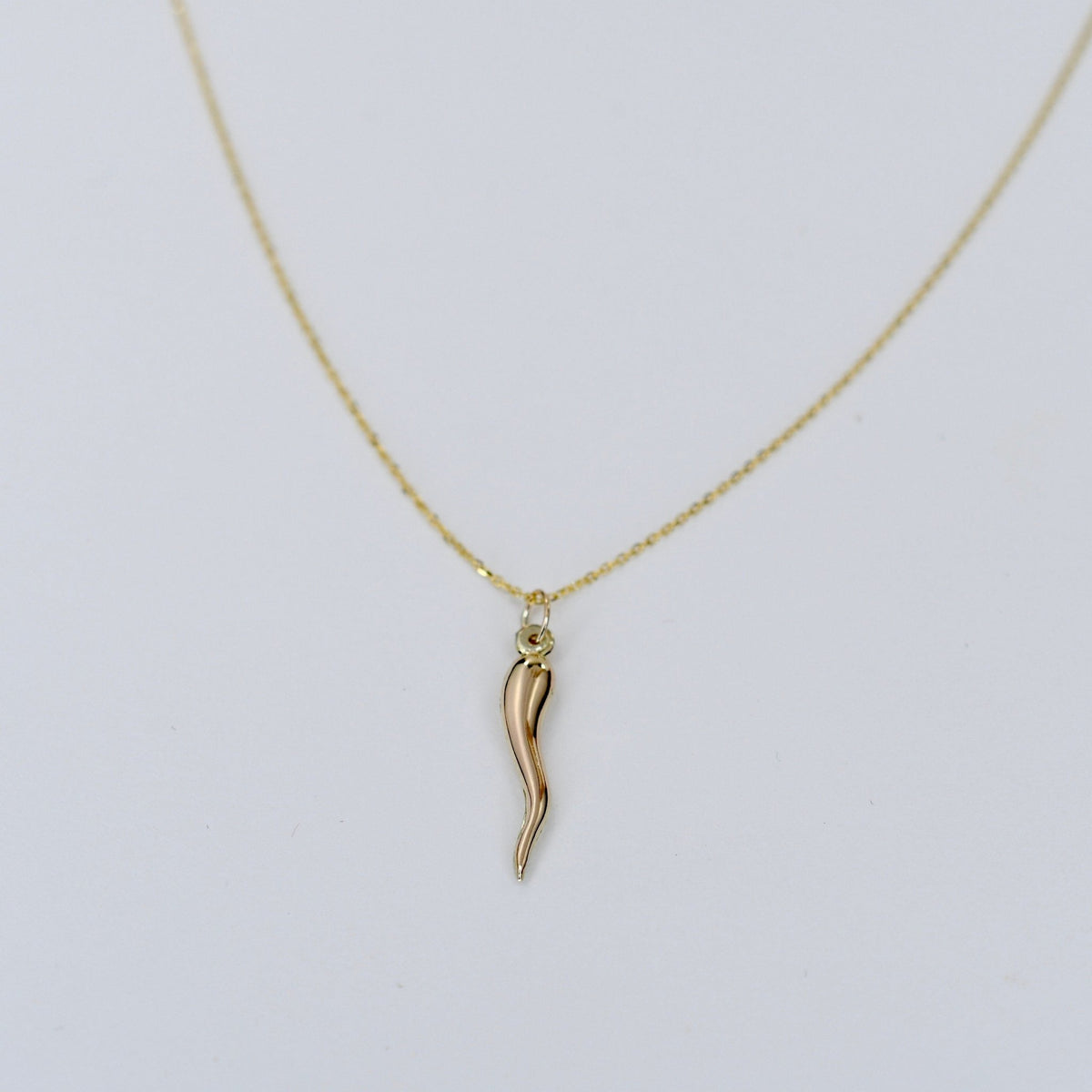 14K Gold Italian Horn Necklace - Sash Jewelry