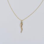 14K Gold Italian Horn Necklace - Sash Jewelry