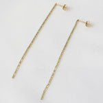 14K Gold Long Chain Earrings – Solid Gold Sparkle Chain - Sash Jewelry