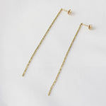 14K Gold Long Chain Earrings – Solid Gold Sparkle Chain - Sash Jewelry