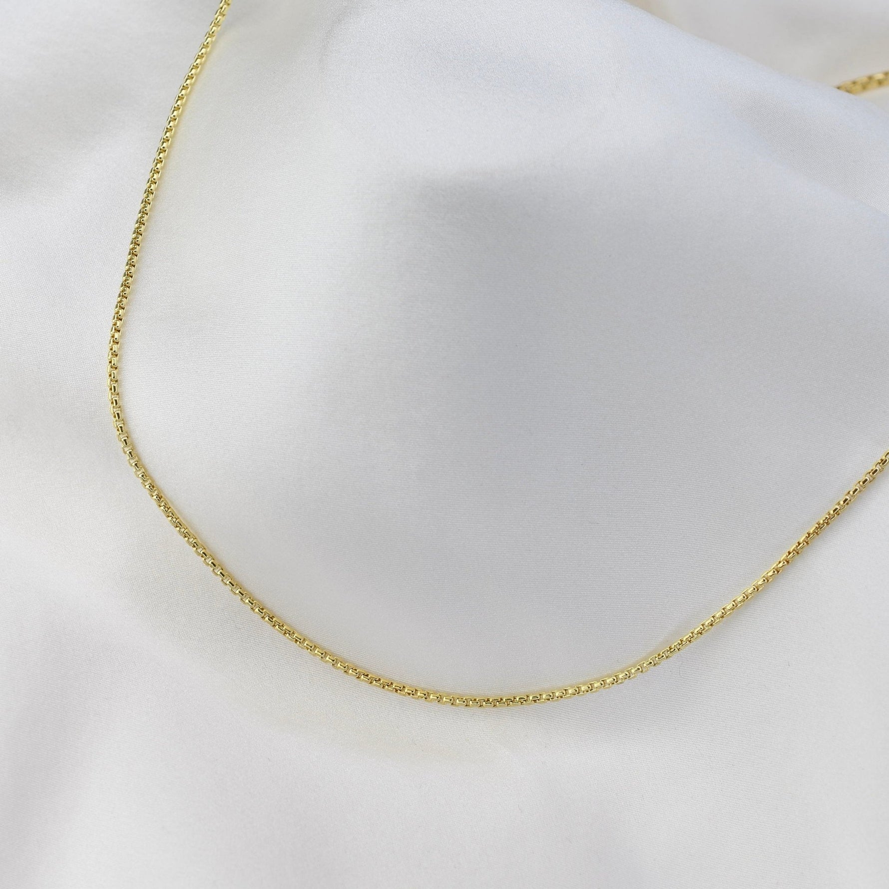 14K Gold Men’s Rounded Box Chain Necklace – 1.7mm Yellow Gold or White Gold Chain - Sash Jewelry