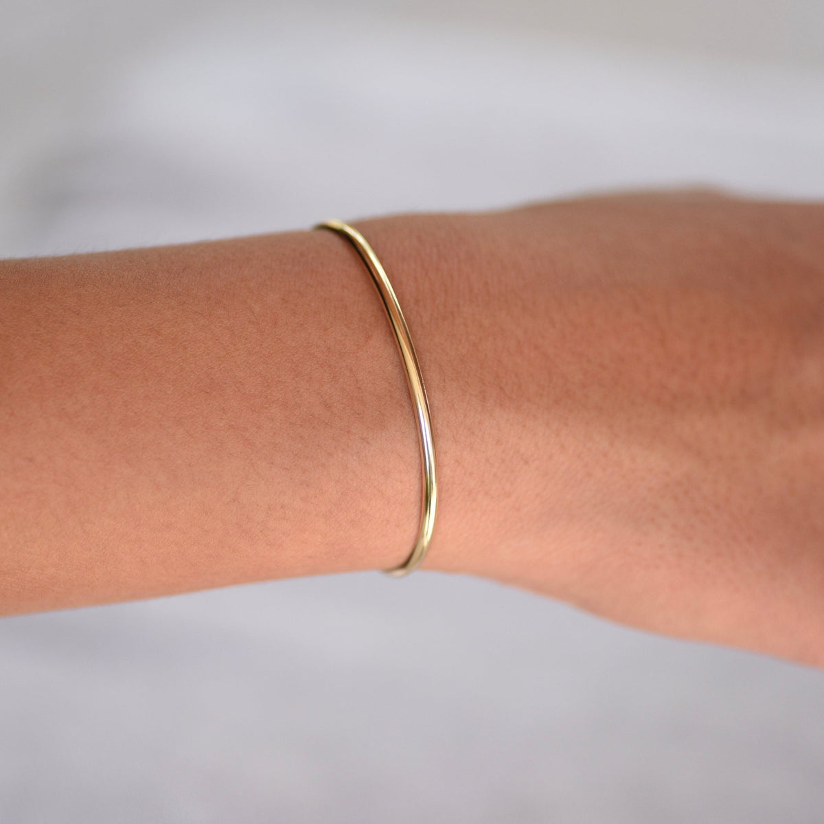 14K Gold Minimalist Cuff Bracelet - Sash Jewelry