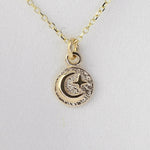 14K Gold Moon and Star Charm Necklace - Sash Jewelry