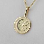 14K Gold Moon & Star Necklace – Solid Gold Celestial Charm - Sash Jewelry