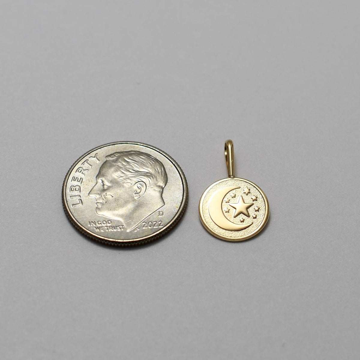 14K Gold Moon & Star Necklace – Solid Gold Celestial Charm - Sash Jewelry