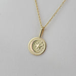 14K Gold Moon & Star Necklace – Solid Gold Celestial Charm - Sash Jewelry