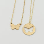 14K Gold Mother Daughter Butterfly Necklace Set - Sash Jewelry